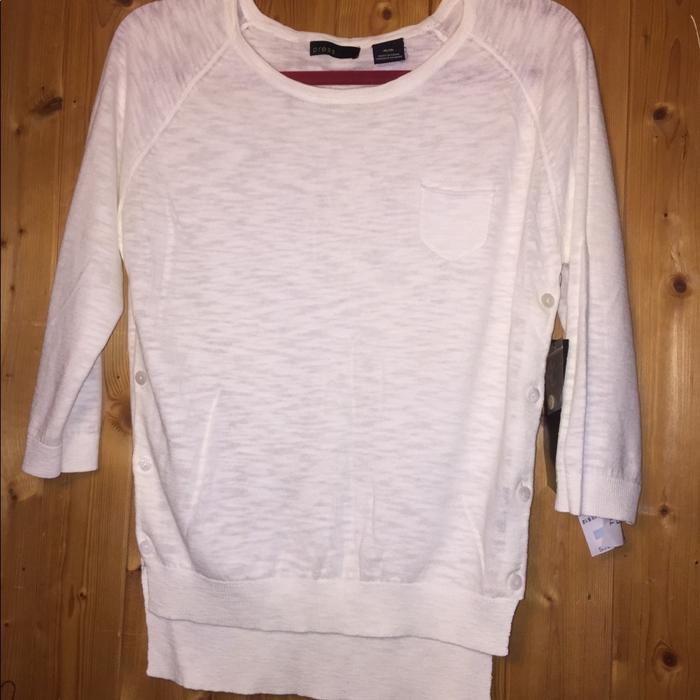 PRESS 3/4 sleeves white top